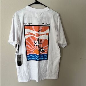 Men’s White Short Sleeve Tee with California Graphic